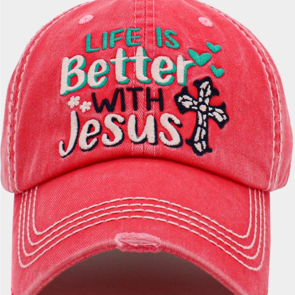 Pink Embroidered Cap